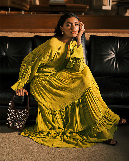 RI Studio Lime Green Layered Maxi Dress