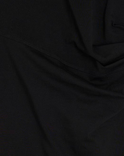 Black Short Sleeve Drape Side Midi Dress