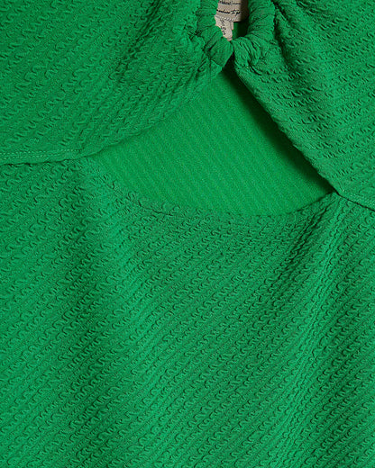 Green Sleeveless Textured Midi Dress