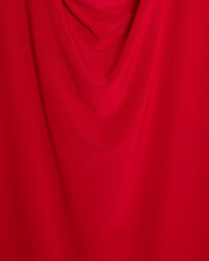 Red Cowl Neck Corsage Maxi Dress