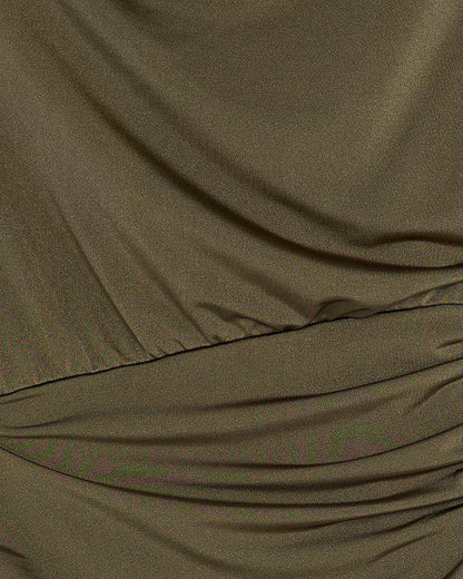 Green Short Sleeve Drape Detail Mini Dress