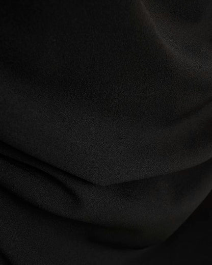 Black Asymmetrical Draped Maxi Dress