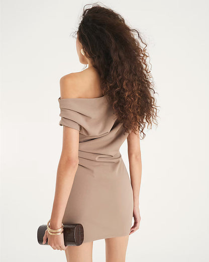 Brown Short Sleeve Ruched Mini Dress
