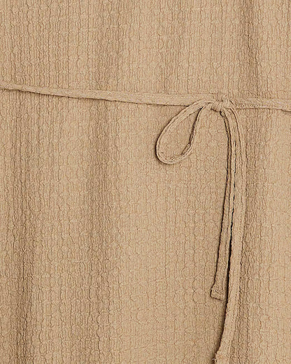 Beige Textured Belted Dress