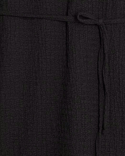 Black Textured Belted Dress